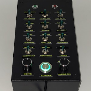 Pc USB button box 29 functions for DCS including labels sheet, 12 toggles with silicone covers, back-lit button and encoders