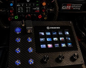 Pc usb stream deck button box 17 functions back-lit Blue for simracing with Neon stickers sheet