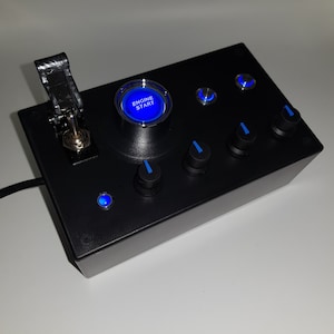 PC USB Button Box 12 Functions Metallic Red Back Lit Buttons Sim Racing ...