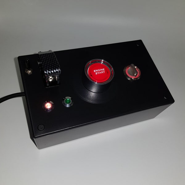 Boîte à boutons USB pour PC 4 fonctions boutons rouges rétro-éclairés avec bascule combinés avec 2 LED