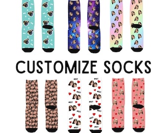T92 Custom Face Socks, Custom Photo Socks , Custom Valentines Day Sock, Custom Pictures Sock, Personalized Sock, Custom Printed Socks