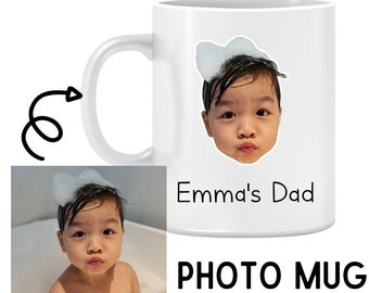 T92 Baby Photo Gift, Baby Photo Mug for Dad, Baby Face Gift Mug, Personalized Photo Gift