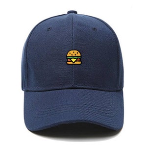 T92 Exclusive Embroidery Burger unstructured strapback baseball Dad Hat Men Women Embroidered Cap image 3