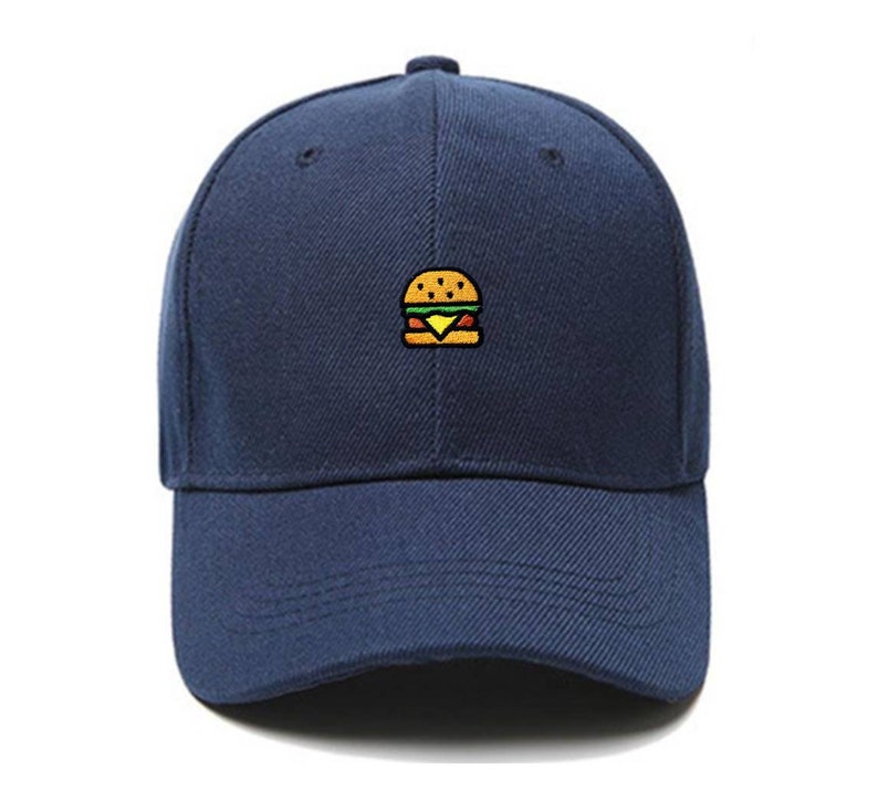 T92 Exclusive Embroidery Burger unstructured strapback baseball Dad Hat Men Women Embroidered Cap image 3