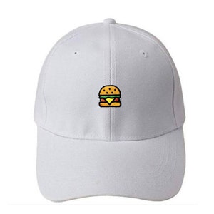 T92 Exclusive Embroidery Burger unstructured strapback baseball Dad Hat Men Women Embroidered Cap image 2