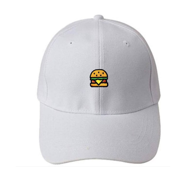 T92 Exclusive Embroidery Burger unstructured strapback baseball Dad Hat Men Women Embroidered Cap image 2
