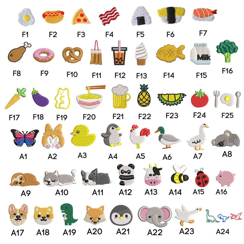Puede incluir: Un conjunto de 24 parches bordados de colores para planchar, con diversos dise&ntilde;os de comida, animales y dibujos animados. Los parches son perfectos para a&ntilde;adir un toque personalizado a la ropa, las bolsas y otros accesorios.