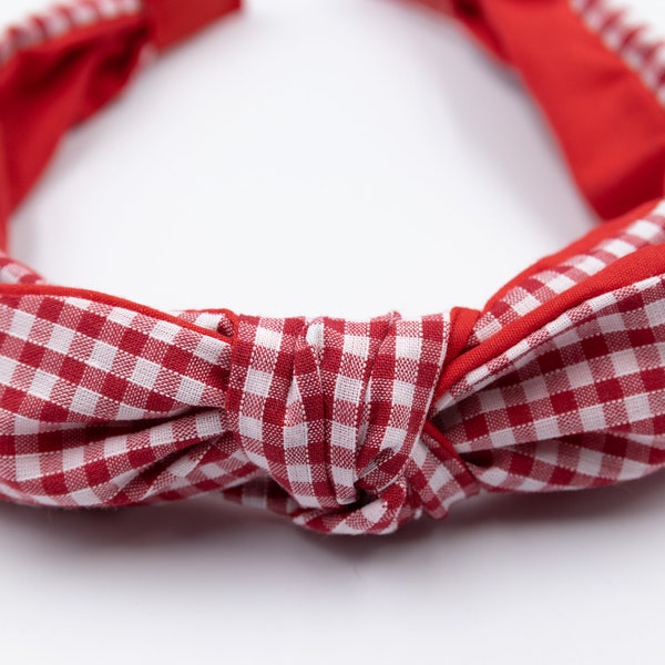 Red Check School Headband, Red Gingham Headband, School Uniform, School Hair Accessories,  Daughter Gift, Stocking Filler