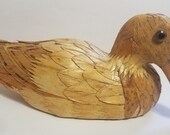 Vintage HANDMADE Hand carved Wooden Corn Husk Duck Tomorrow 39 s Treasures Pickering Ontario Canada