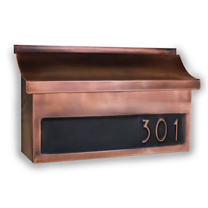 Patina Copper Mailbox with embossed house numbers