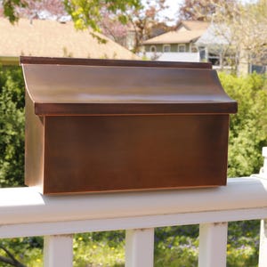 Brown Patina Copper Mailbox, Wall Mount Mailbox