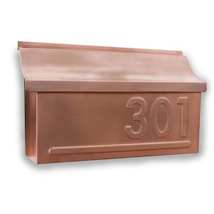 Brushed Copper Mailbox with embossed house numbers