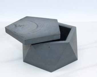 Beton Box-Schmuckschatulle-Geometrische Decor-Trinket Dish-Stash Box-Heilige Geometrie