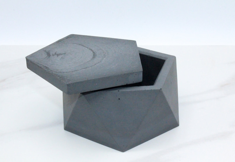 Concrete Box-Jewelry Box-Geometrical Decor-Trinket Dish-Stash Box-Sacred Geometry