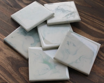 Set of Resin Flow Art Coasters-Acrylic Art Tile Coaster Set of 4-Unique Home Kitchen Art Decor Gift