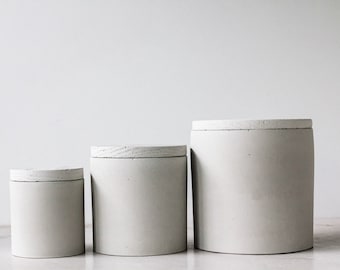 Modern Canister Set-Concrete Candle Jar with Lid-Decorative Storage Canisters