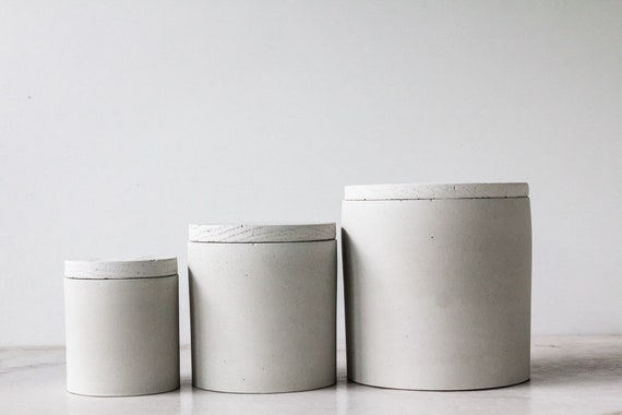 Moderne Beton Kanister-Kerzenglas mit Deckel-Dekorative  Aufbewahrungskanister Shop Link unten für mehr Tolle Sachen - .de