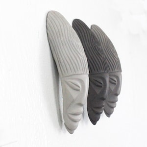 Cool Wall Art- Artisan Wall Masks for Home Decor- Unique Monochromatic Wall Art