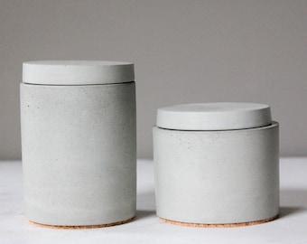 Salt Cellar Set-Concrete Pinch Jar-Modern Farmhouse Kitchen Decor-Housewarming Gift