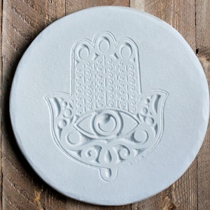 Incense Tray-Hamsa Zen Decor-Tray for Crystals-Candle Tray Natural (light gray)