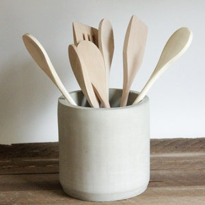 Concrete Utensil Holder-Organic Modern Kitchen Decor-Kitchen Utensil Holder