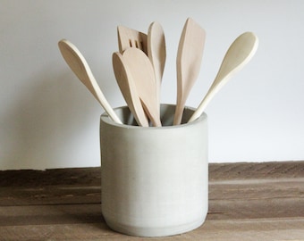 Concrete Utensil Holder-Organic Modern Kitchen Decor-Kitchen Utensil Holder