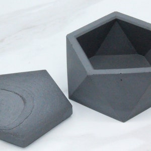 Concrete Box-Jewelry Box-Geometrical Decor-Trinket Dish-Stash Box-Sacred Geometry image 5