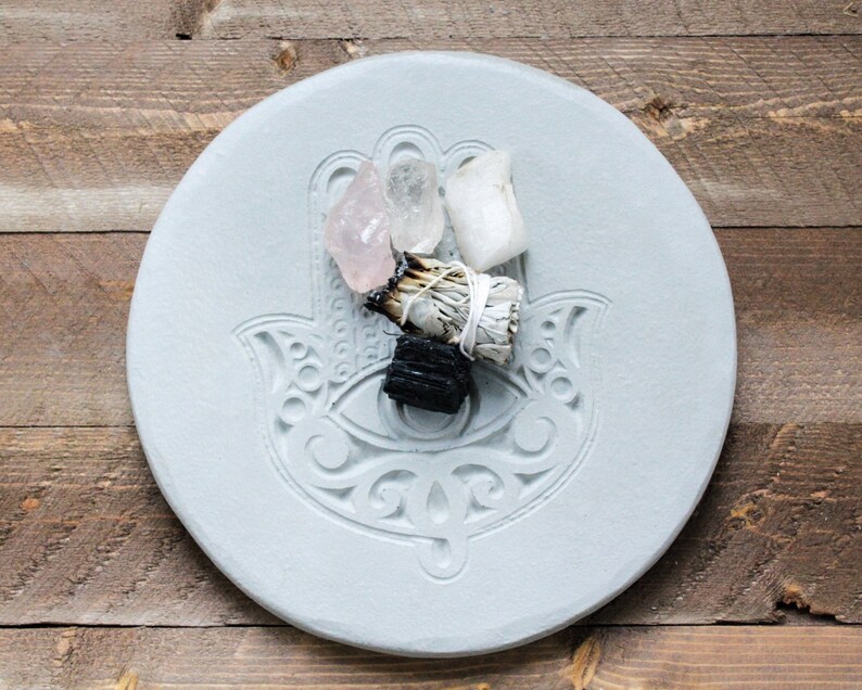 Incense Tray-Hamsa Zen Decor-Tray for Crystals-Candle Tray image 2