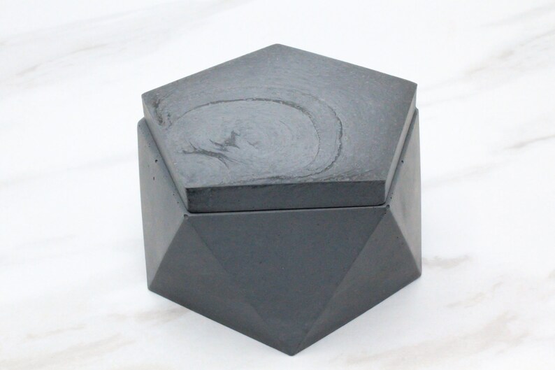 Concrete Box-Jewelry Box-Geometrical Decor-Trinket Dish-Stash Box-Sacred Geometry image 2