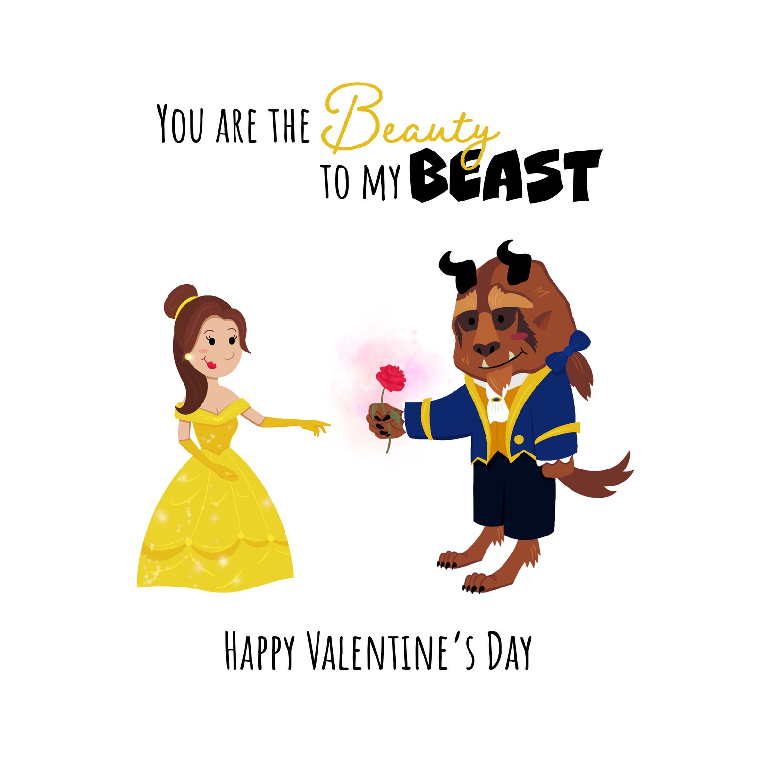 Beauty and the Beast Inspired Valentine's Card Disney Valentine's Card