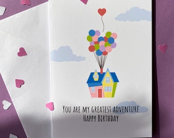 UP Inspired Birthday Card - Disney Birthday Card, Cute Birthday Card, Boyfriend, Girlfriend, Husband, Wife