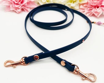 Cell phone strap made of Biothane Vegan Navy Blue Rose Gold