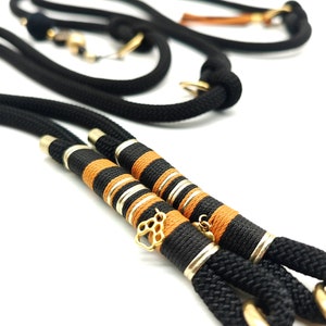 Dog leash for large dogs, premium rope leash, black 10 mm handmade image 3