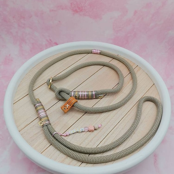 Retriever leash 10 mm, tan, premium rope, handmade