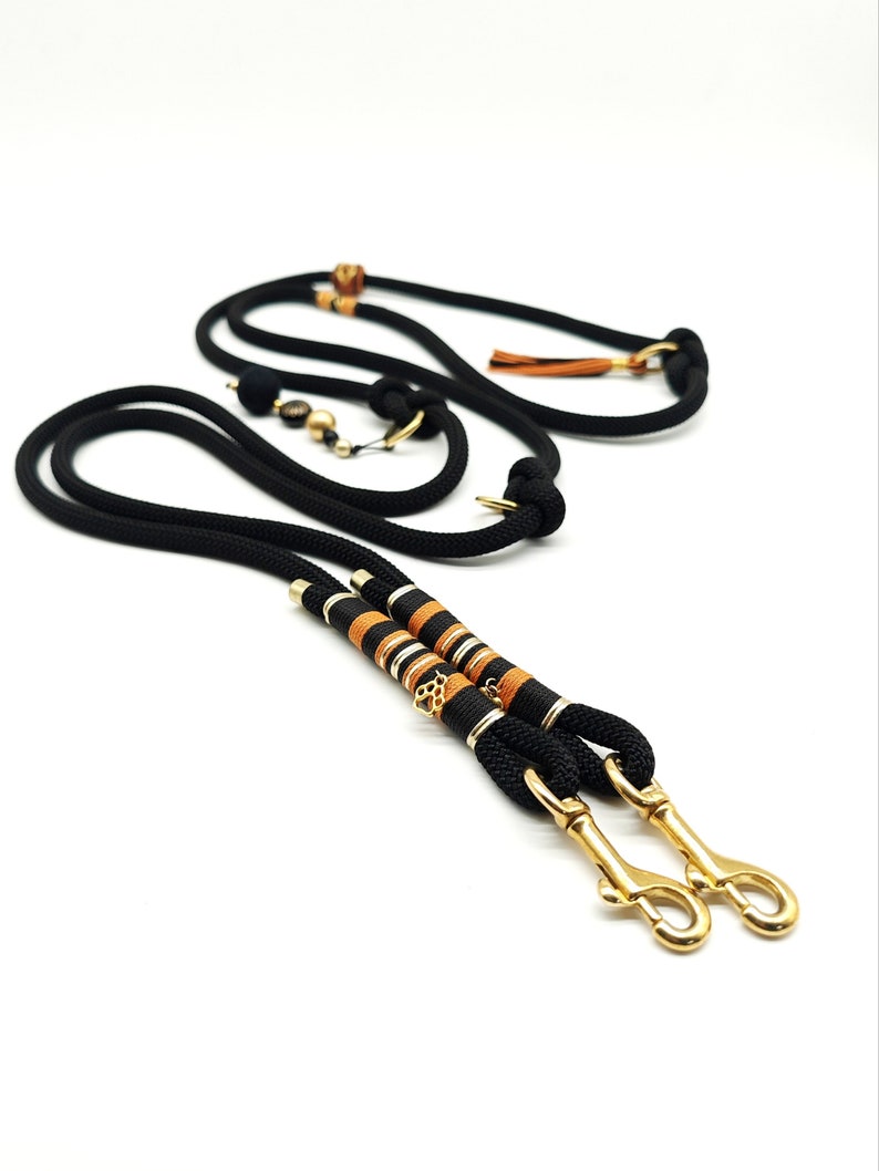 Dog leash for large dogs, premium rope leash, black 10 mm handmade image 1
