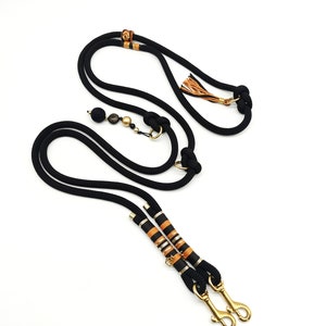 Dog leash for large dogs, premium rope leash, black 10 mm handmade image 2