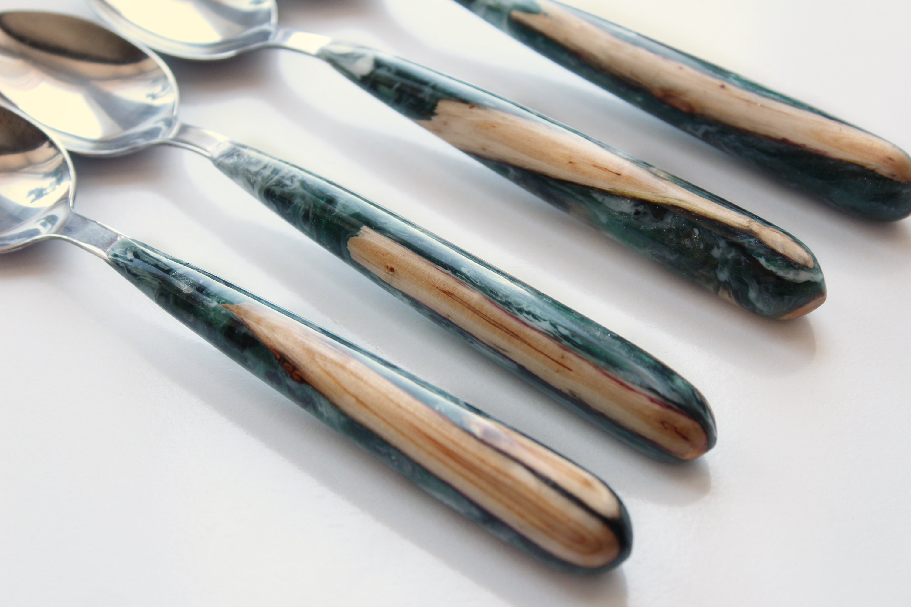 Set of 4 unique serving tea spoons. Pretty icecream spoons Etsy