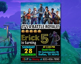 fortnite birthday invitation fortnite invitations for kids birthday party printable invitations jpg file pdf file diy invitation - partytura fortnite