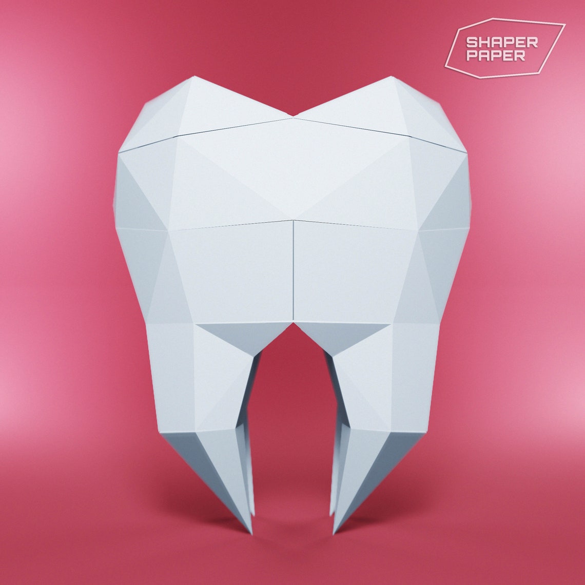 Papercraft 3D Tooth template Halloween decor low poly paper Etsy