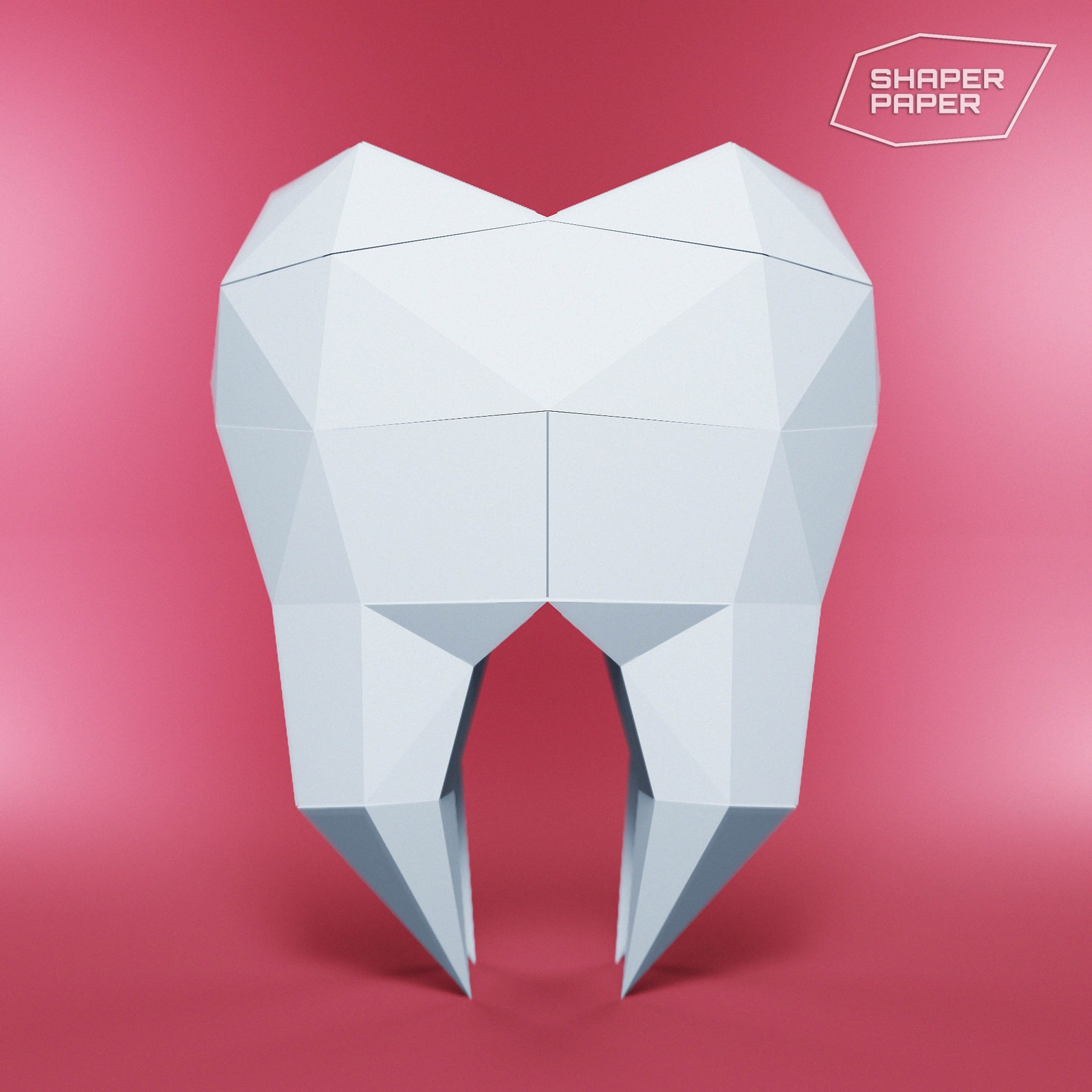 Papercraft 3D Tooth template Halloween decor low poly paper | Etsy
