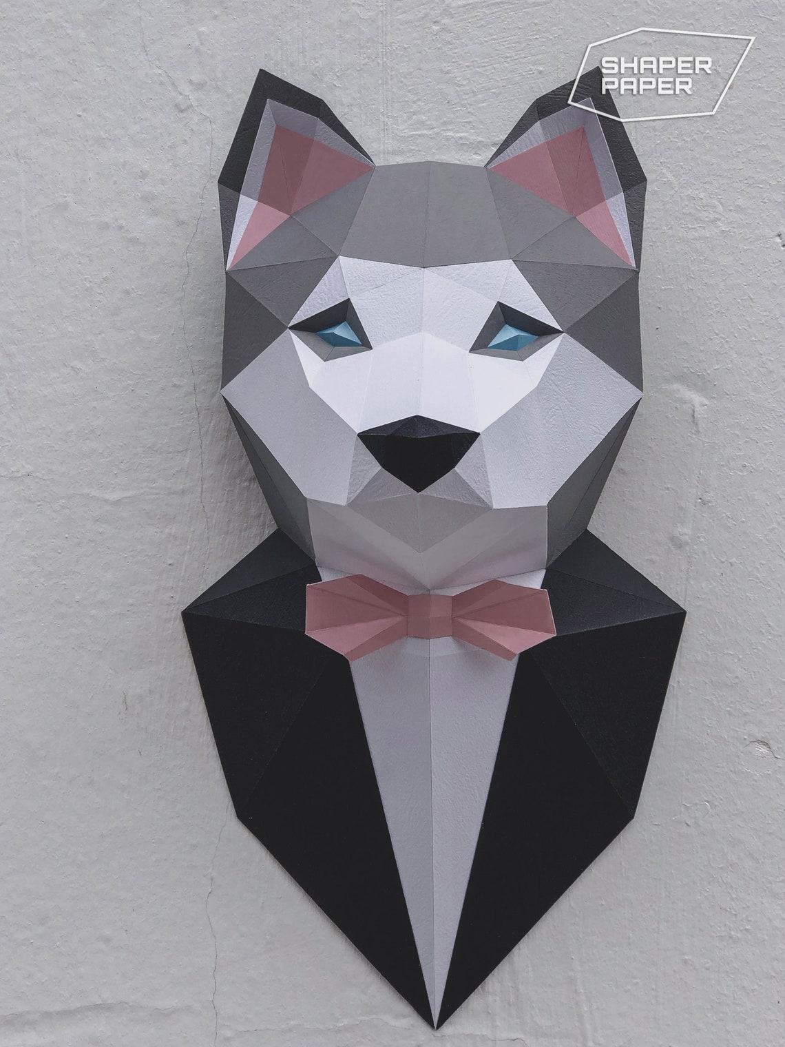 Papercraft 3D Husky Dog template low poly paper sculpture | Etsy