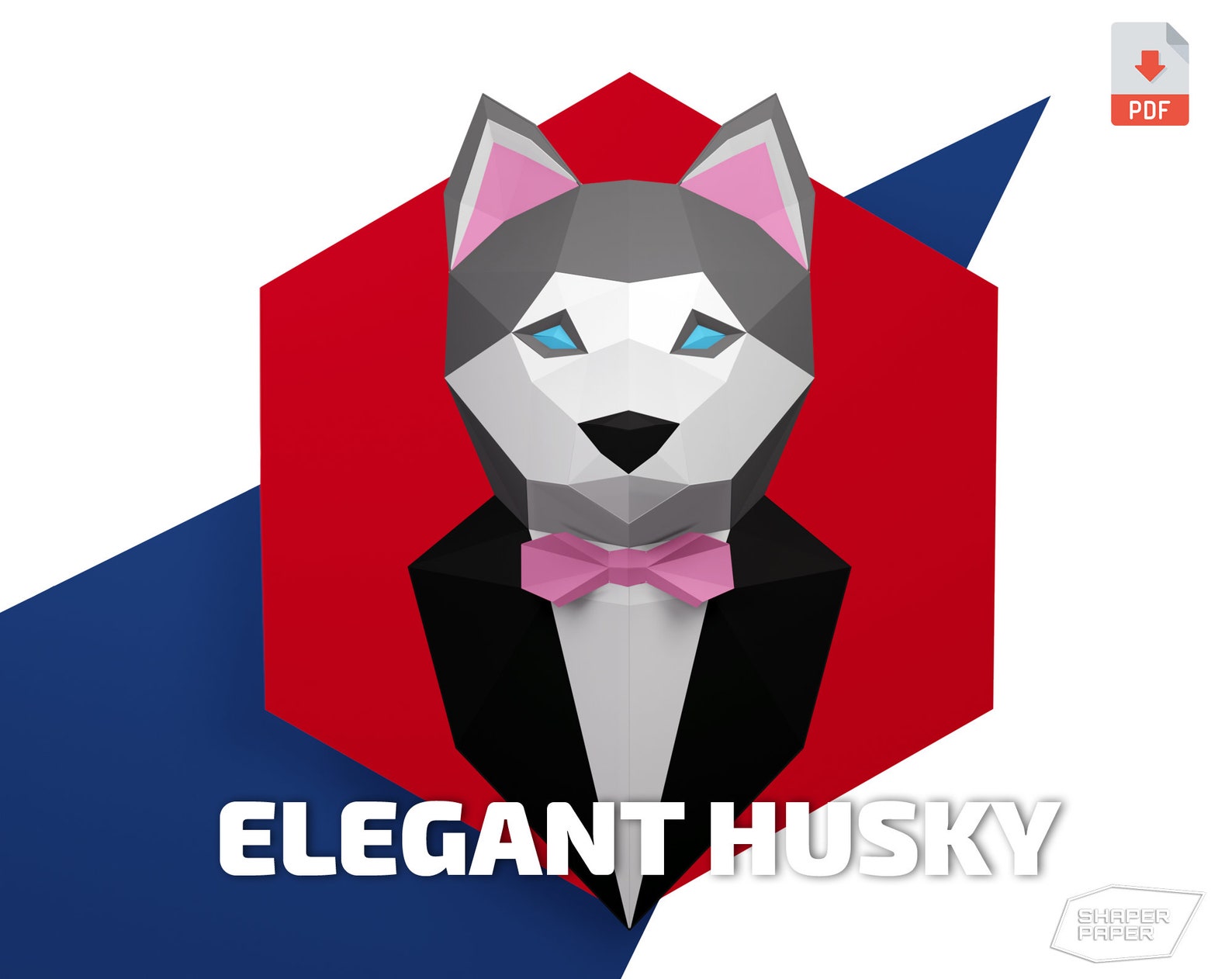 Papercraft 3D Husky Dog template low poly paper sculpture | Etsy