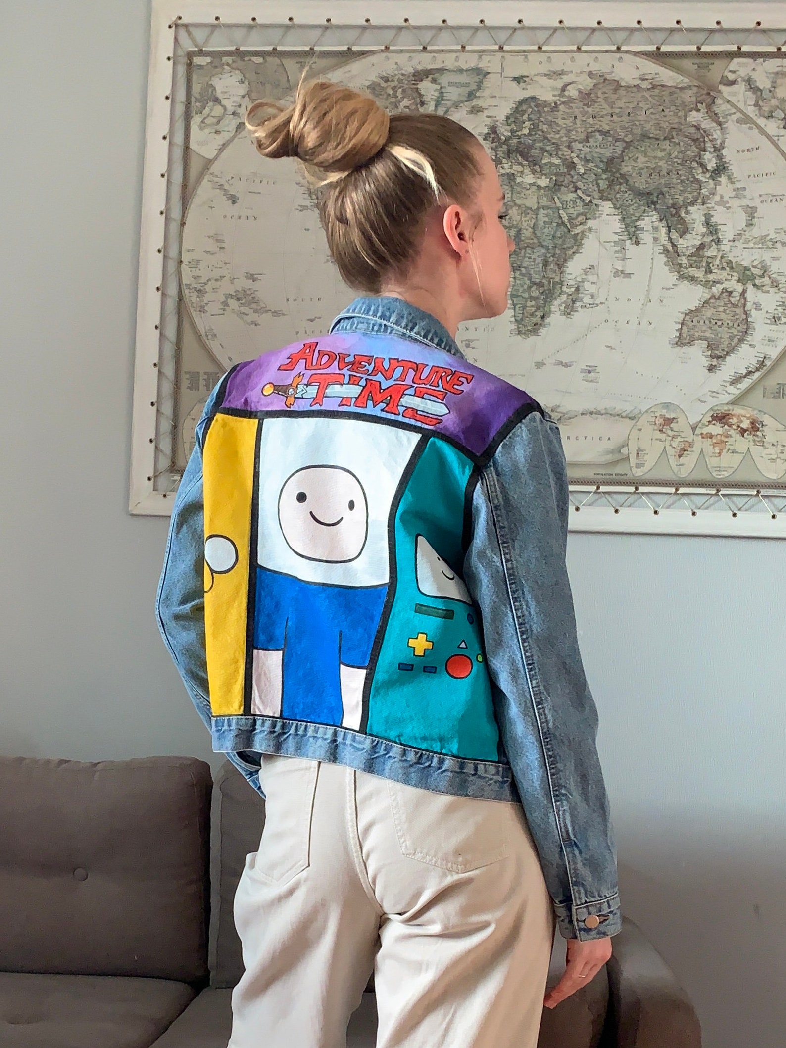 Adventure Time Hand Painted Denim Jacket FinnandJack Denim Etsy
