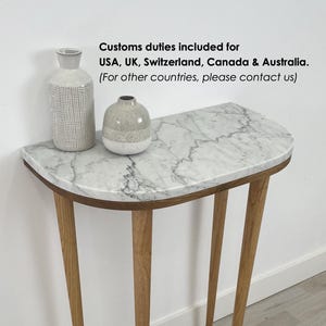 Handmade American Walnut Console Table with Marble Top