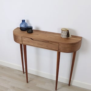 Console Table with drawer and 4 Legs in solid American Oak or Walnut