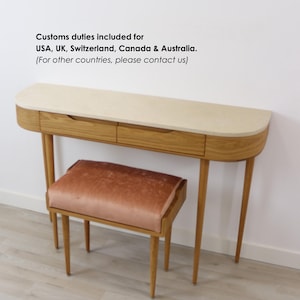 Console Table with Marble top and Stool in Oak