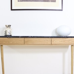 Console table with drawers in walnut or Oak and marble top image 6