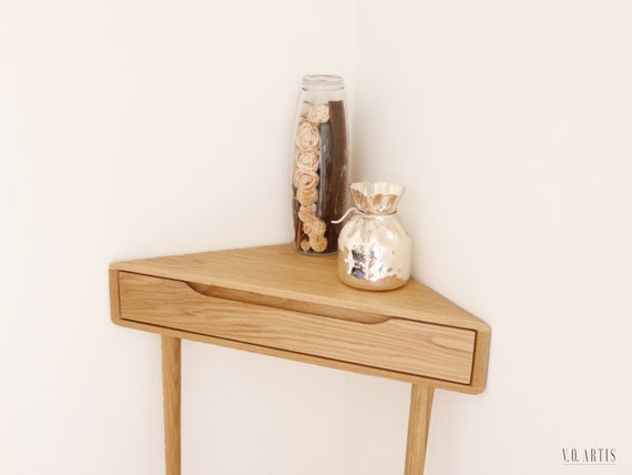 Corner Console Table in Solid Walnut or Oak Etsy UK