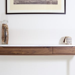 Console table with drawers in walnut or Oak and marble top image 5