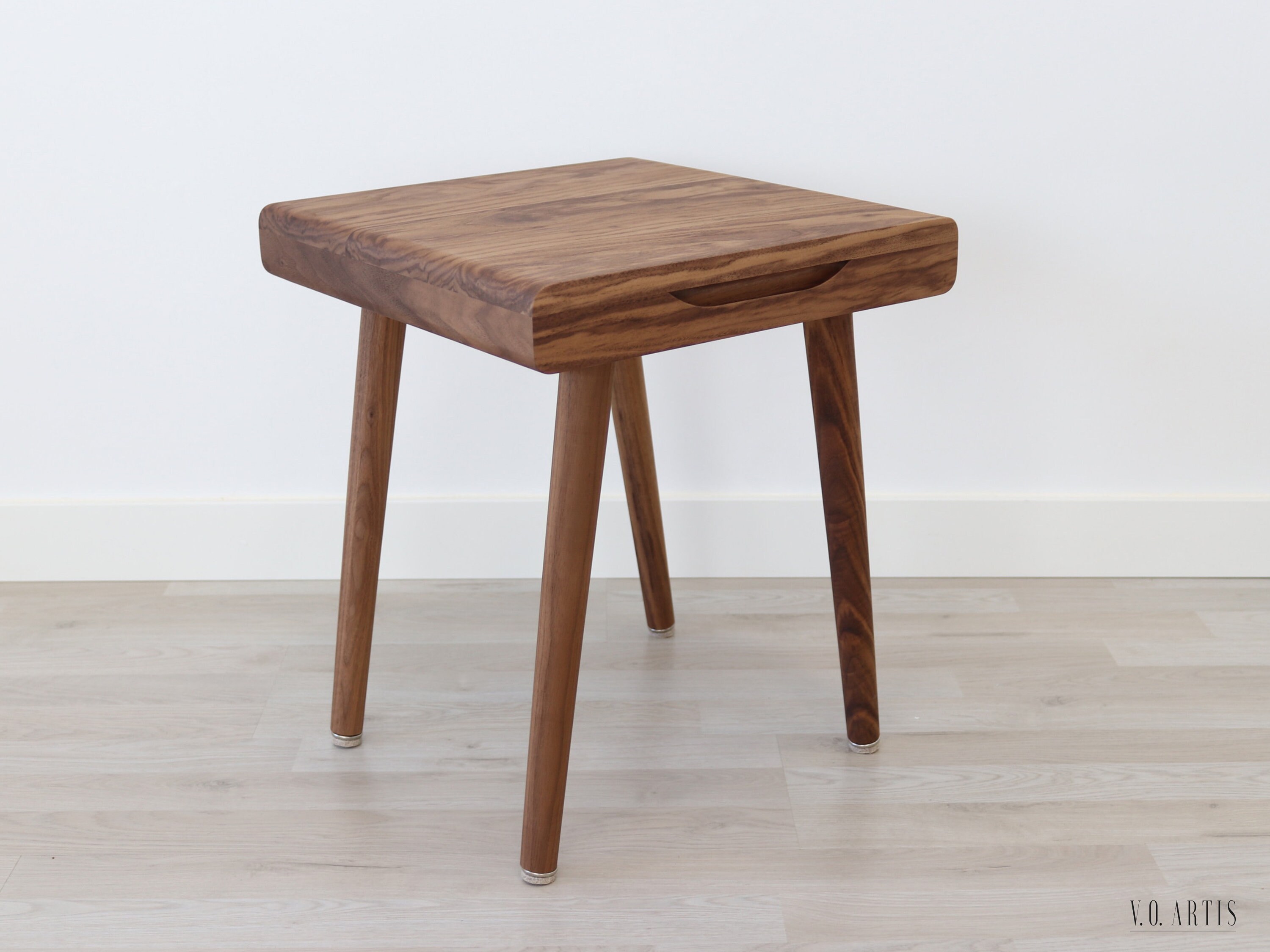 Mid Century Stool in solid american Oak or Walnut wood